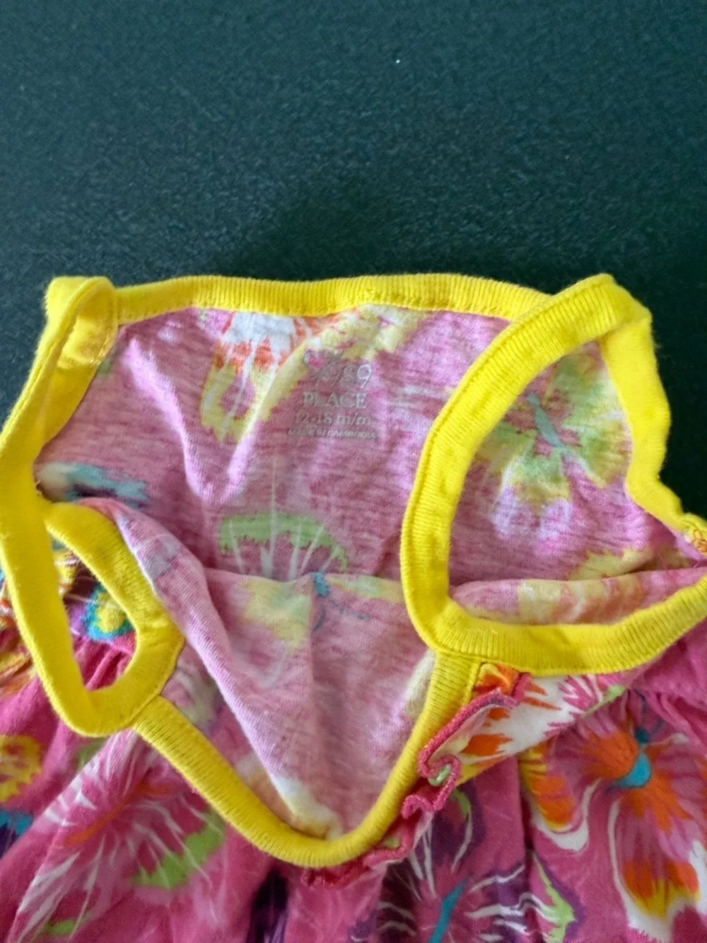 Girls Pink Butterfly Sundress with Yellow Trim Y2K - Picture 2 of 2